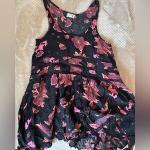 Free People Floral Black and Pink Slip Dress